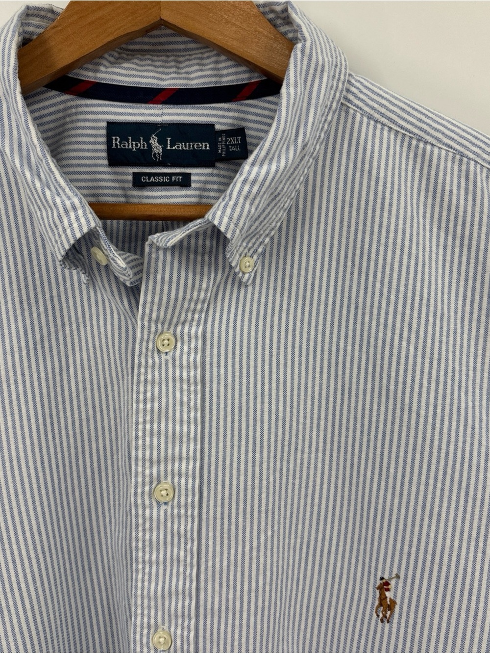 Vintage Ralph Lauren Pinstripe Button Down Men’s 2XLT Tall Blue Classic Preppy